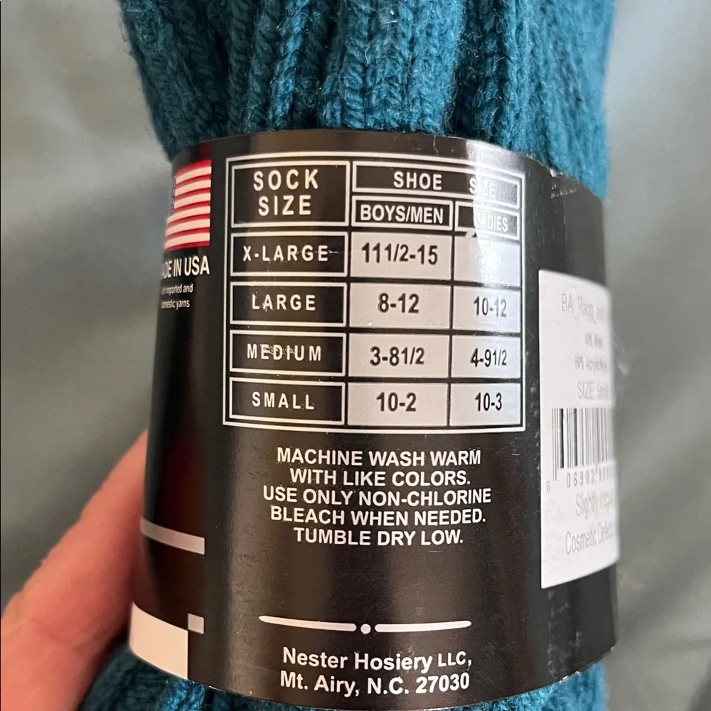 Stone Mountain Accessories Ribbed Crew Socks — Teal, Dark Green & Pink - Picture 4 of 10